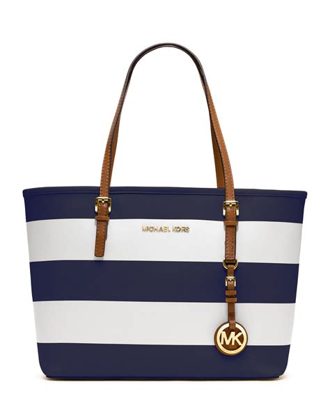 michael kors jet set tote navy stripe|Michael Kors jet set girls.